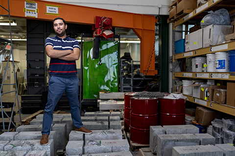 Student posing for photo in lab