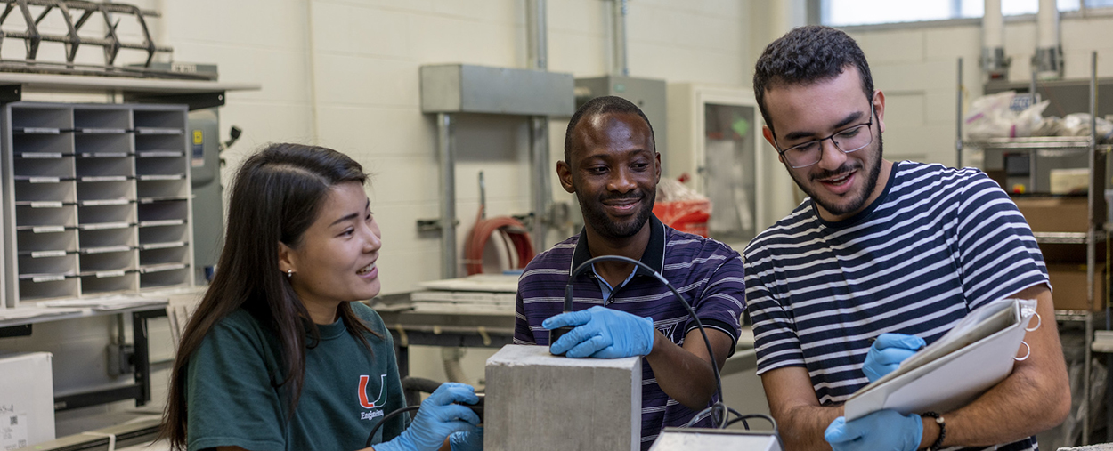 students working in material lab