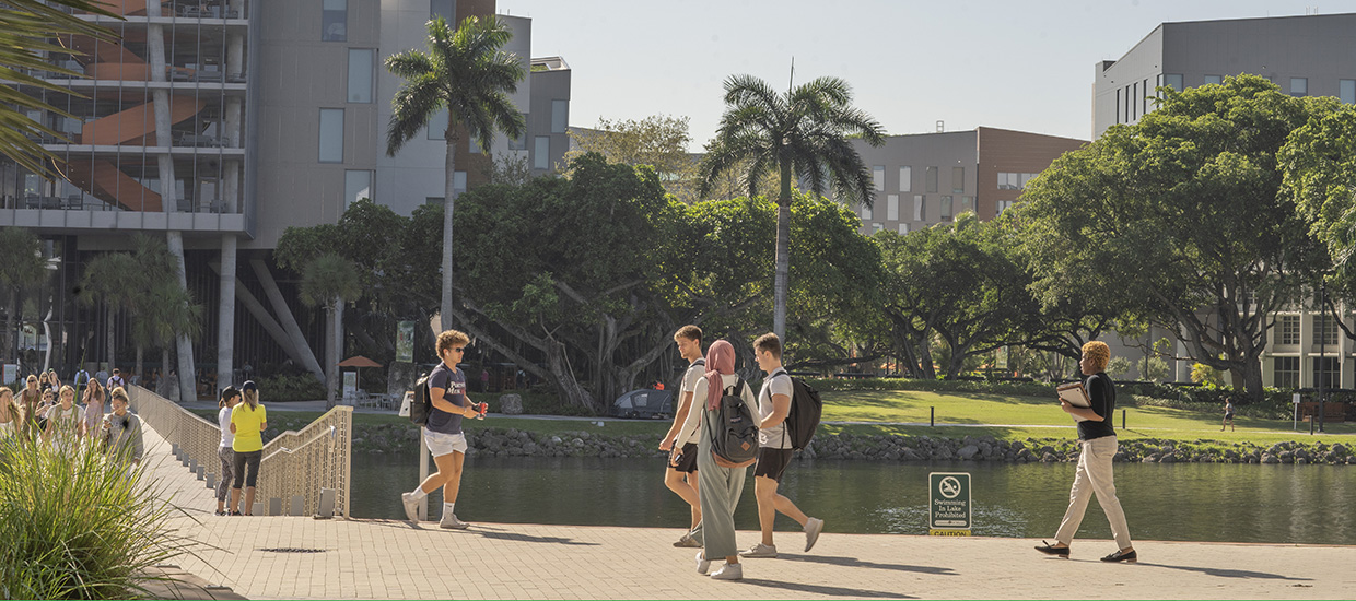 Students walking on campus