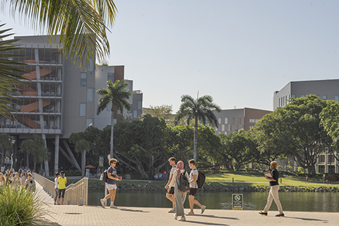 Students walking on campus