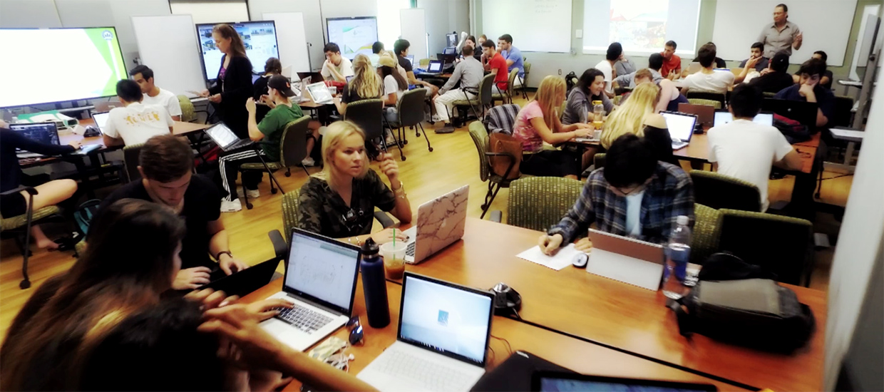 students in an active class room