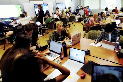 students in an active class room